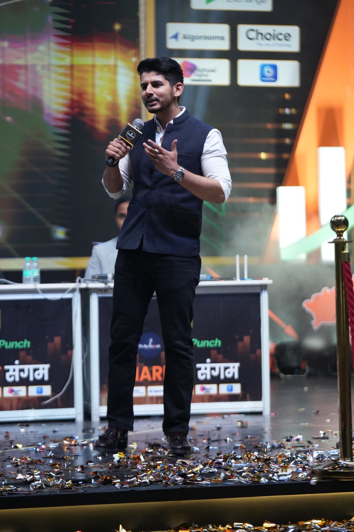 Confetti celebration on stage